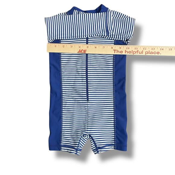 Hanna Andersson Blue Stripe Long Sleeve One Piece Rash Guard Swimsuit 75 12-18M - Picture 3 of 12
